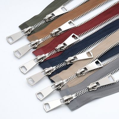 2 가지로 열려있는 끝 정상 치아 금속 지퍼피드 재킷